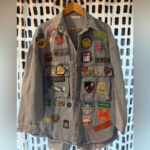 Boutique Denim Jacket with Colorful Patches